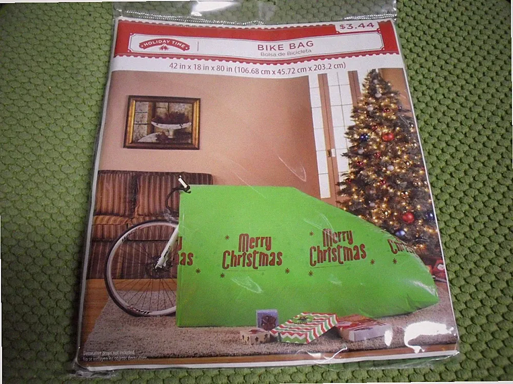 New Christmas Bicycle Gift Bag Plastic Bike Bag Green for Christmas Tree or Bike