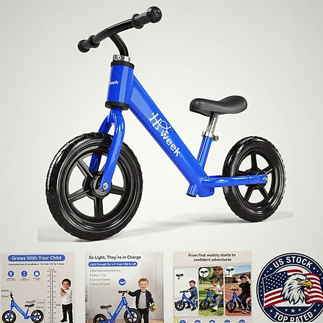 12-Inch Toddler Balance Bike – Adjustable, No Pedal Training Bicycle for Kids