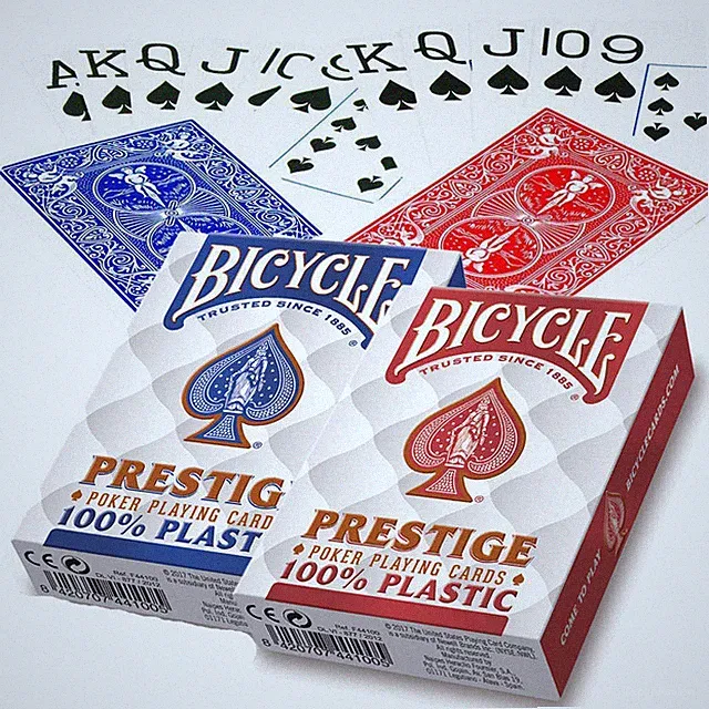 2 Decks: Bicycle Prestige 100% Plastic Poker Playing Cards Jumbo Red/Blue New