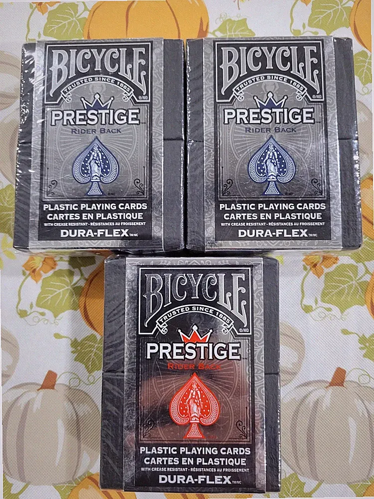 3 Boxed Decks Red & Blue Bicycle Prestige Poker Playing Cards 100% Plastic New