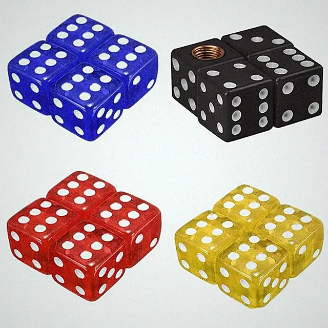 4x Dice-Shape Valve Stem Caps Tire Air Cover Universal Car/Truck/Bike/Motorcycle