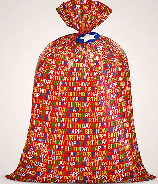 56" Large Birthday Plastic Gift Bag - Red Happy Birthday Jumbo Bike Bag Gift Wra