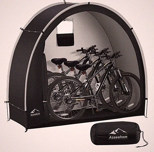 Azaeahom Bike Storage Tent Cover Black 4 Bike Plastic Floor Mount 42x14x14cm