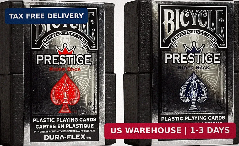 Bicycle Prestige Waterproof Plastic Playing Cards, Red and Blue 2 Pack