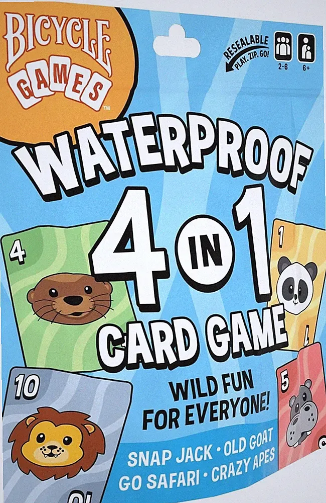 Bicycle Waterproof 4‑in‑1 Card Games Set – Durable Plastic Playing Cards Deck