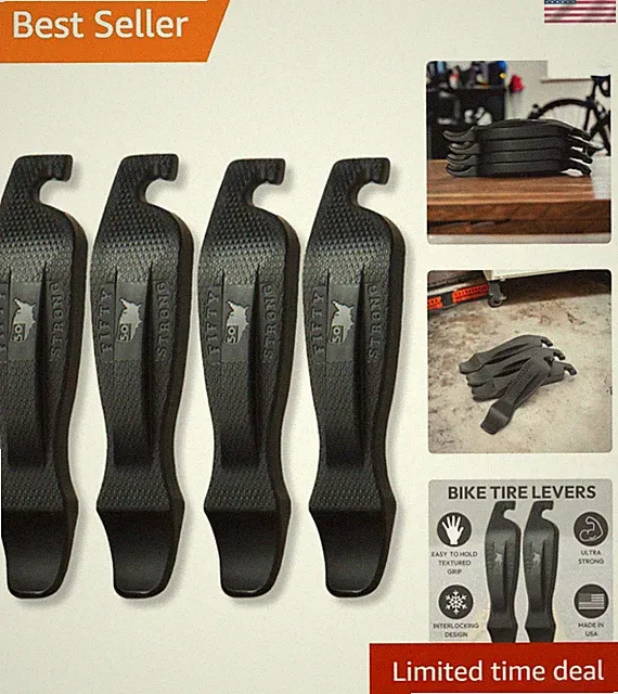 Bike Tire Levers — Set of 4 Ultra-Strong Bicycle Tire Removal Tools | Ergonom...