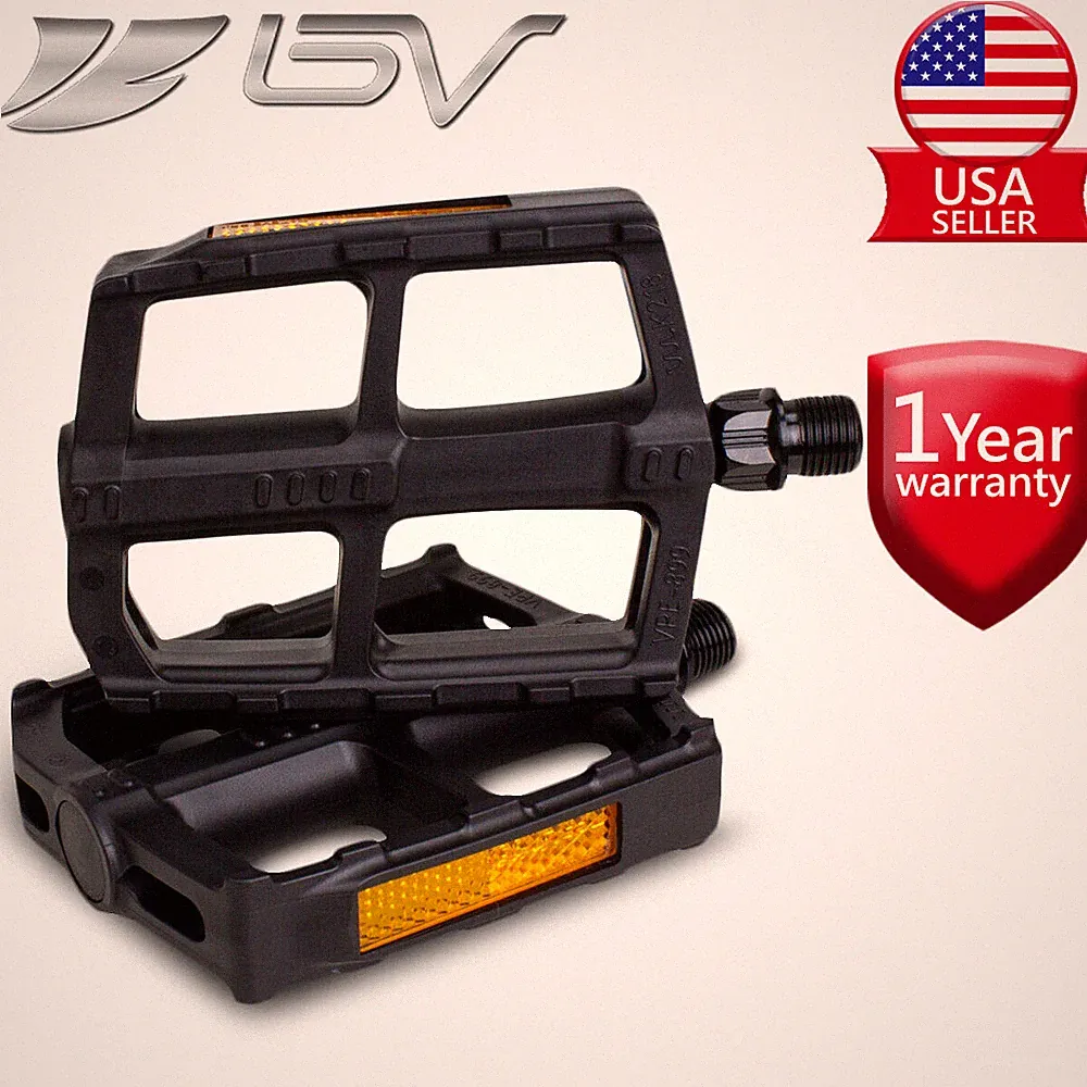 BV Bicycle Universal Bike Pedals 9/16" Urban Boron Steel Non-Slip Ball Bearing