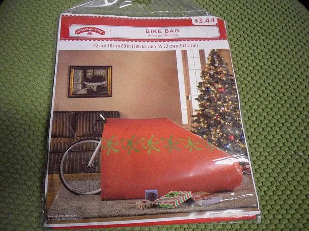 Christmas Bicycle Gift Bag Plastic Bike Bag for Christmas Tree or Bike Red