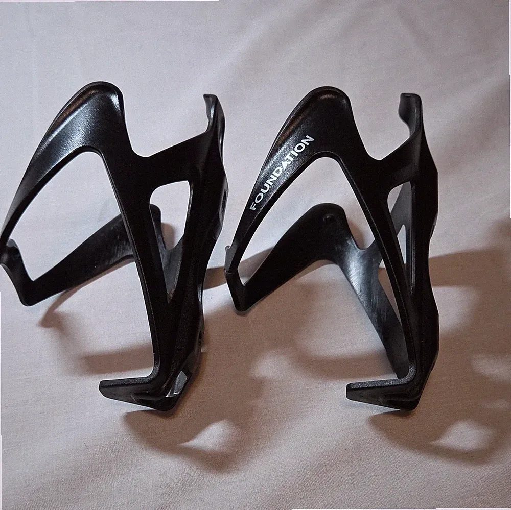 Foundation Black Plastic Bicycle Water Bottle Cages Set of 2 Universal Fit