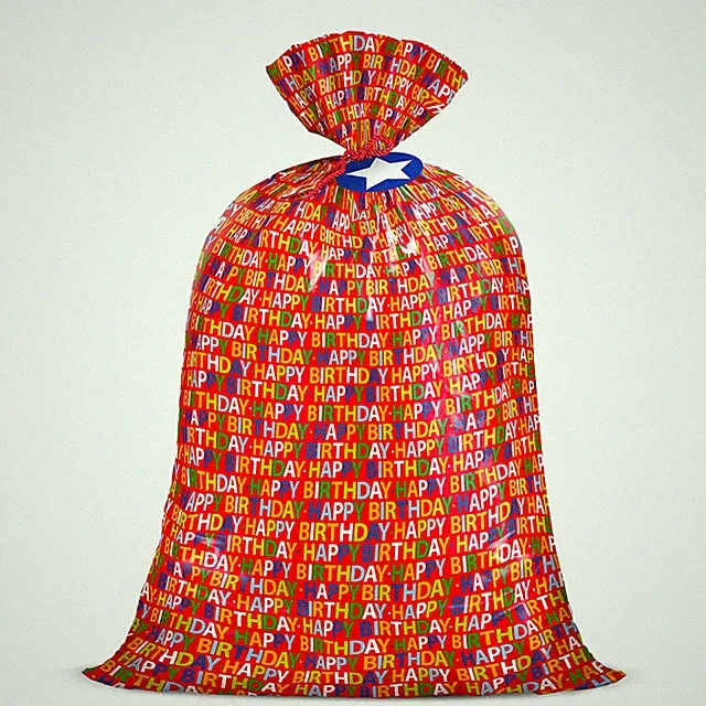 Large Birthday Plastic Gift Bag - Jumbo Red Bike Design for Any Occasion