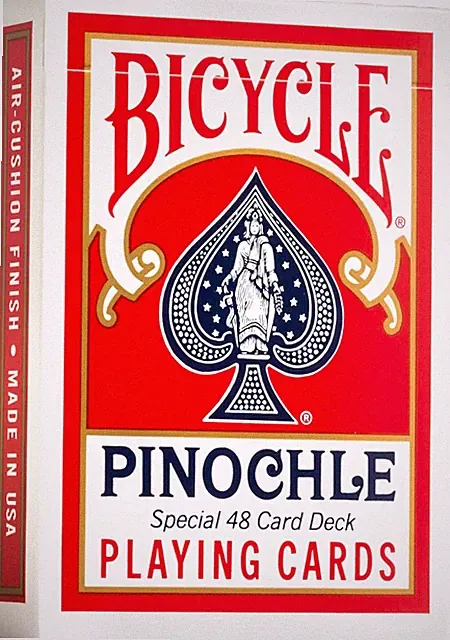 NEW - BICYCLE - PINOCHLE Plastic Coated Playing Cards - RED