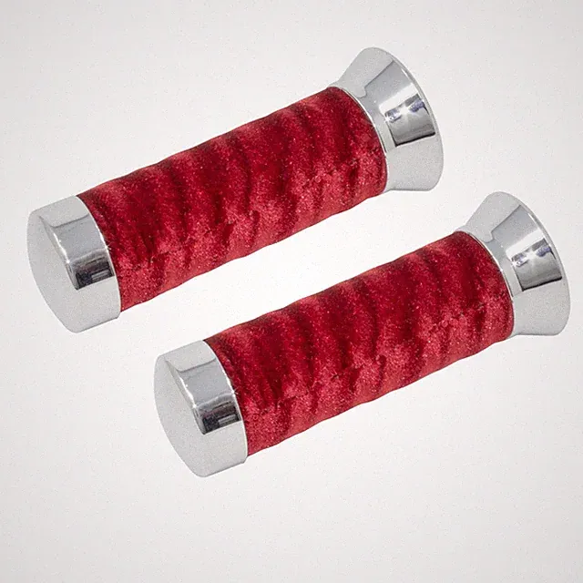 Original OG Lowrider Classic Bicycle Velour Swirl Grips RED