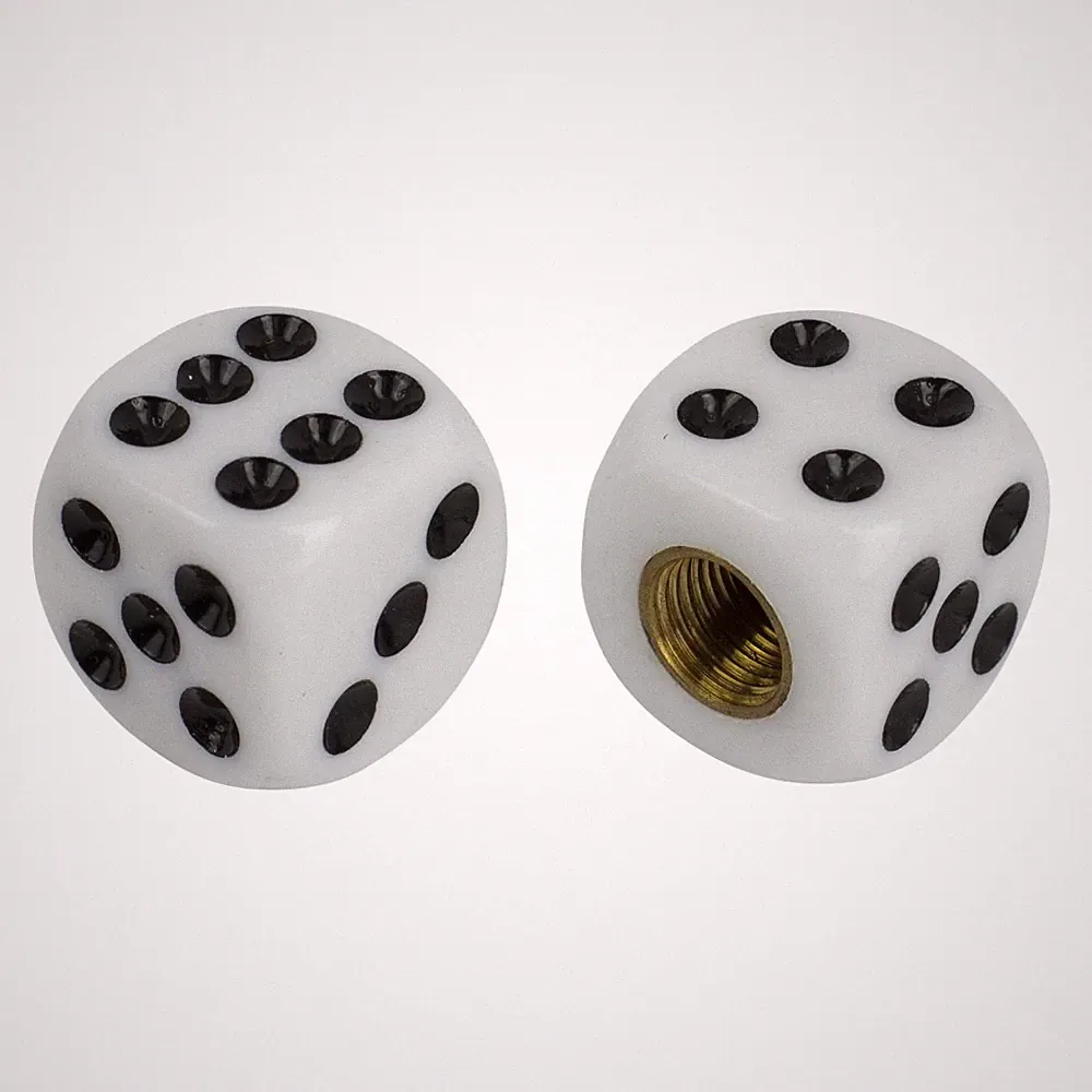 PRO+ Bicycle Bike Valve Caps Dice Rounded White