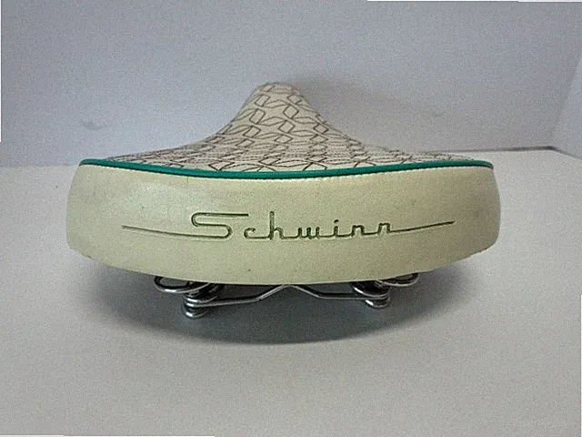 Schwinn Cruiser Wide Comfort Saddle Bike Seat Dual Springs Quilted White/Teal