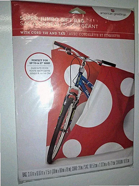 Super Jumbo Gift Bag 38x80x18" Bike / Bicycle Wrap Bag American Greetings NEW