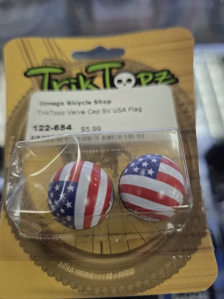 Trik Topz Bicycle Schrader Valve Caps (pair) - United States Of America USA Flag