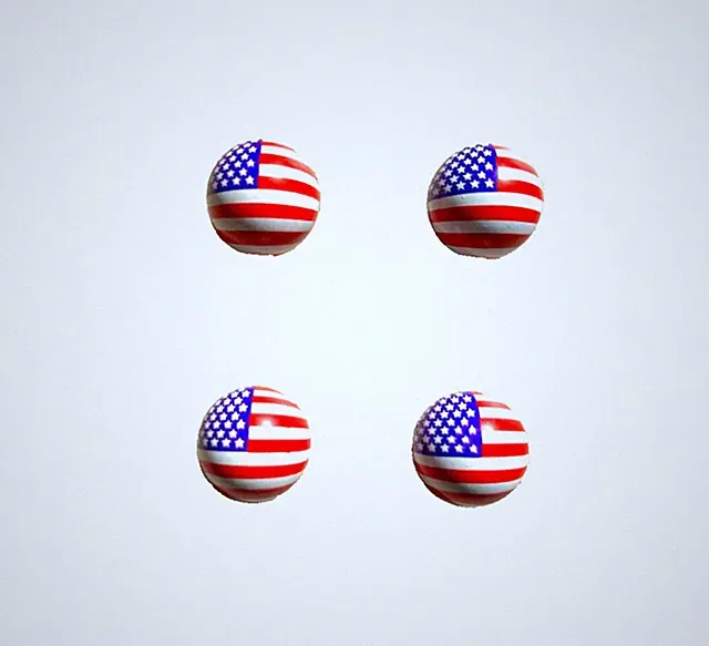 USA Flag, tire valve caps, 4 count, car, truck, bike, accessory, Universal FIT