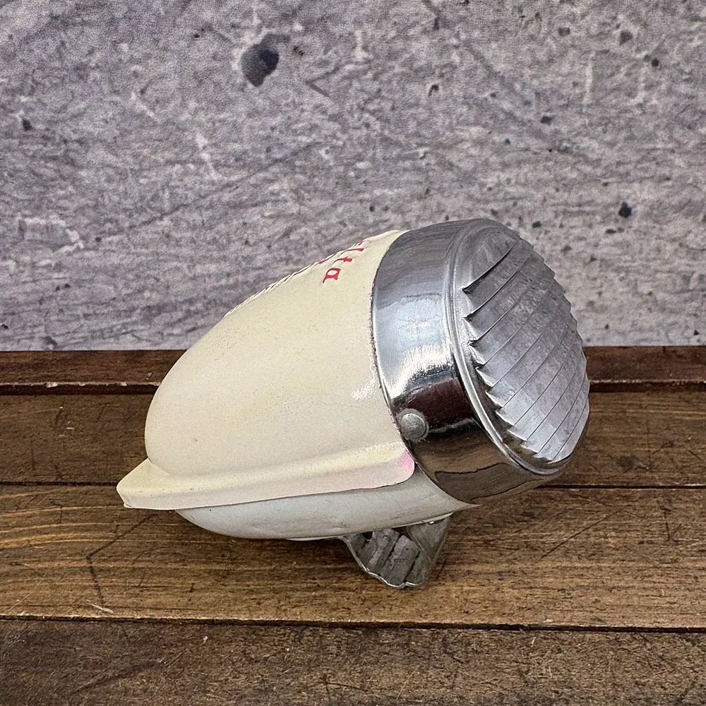 Vintage Delta Rocket Bicycle Horn White Steel Plastic Cruiser Fender Mount Bike