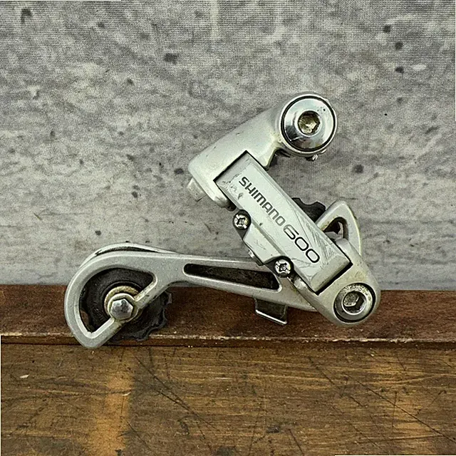 Vintage Shimano 600 Rear Derailleur LONG Cage Bolt-On Silver Road Japan Friction