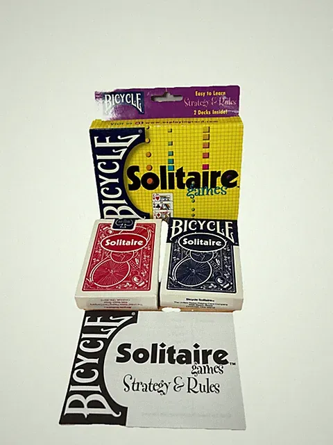 VTG 2000 Bicycle Solitaire Games 2 Deck Card Set, 1 Sealed Box Plastic Coated